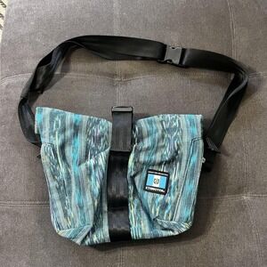 Ethnotek Messenger Sling Bag Padded Camera Crossbody Ikat Fabric Teal Boho Earth